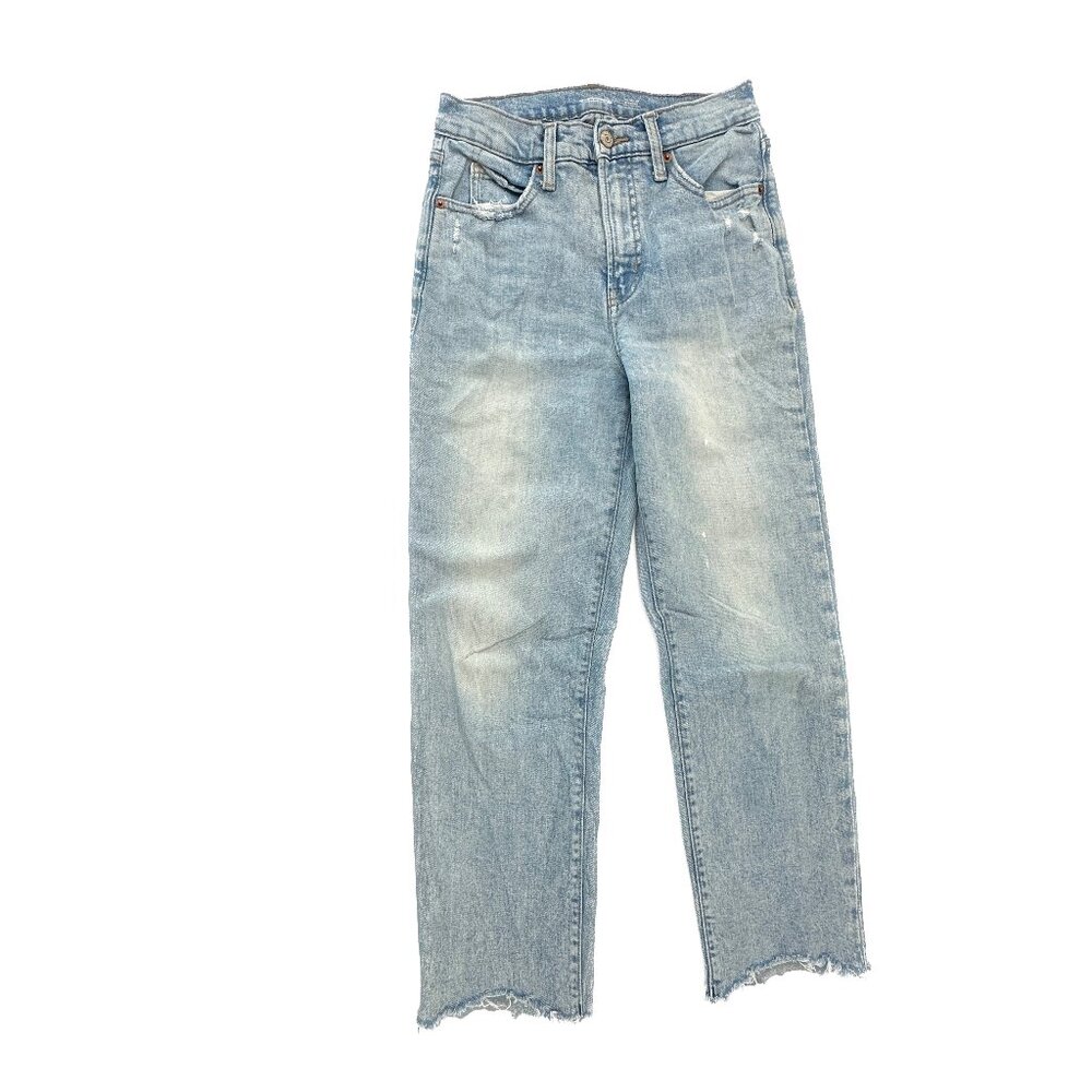 COPY - Old Navy The Sky Hi Straight Distressed Raw hem Women's size 0 Blue Jeans
